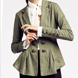 Free people cinched waist olive green linen blazer